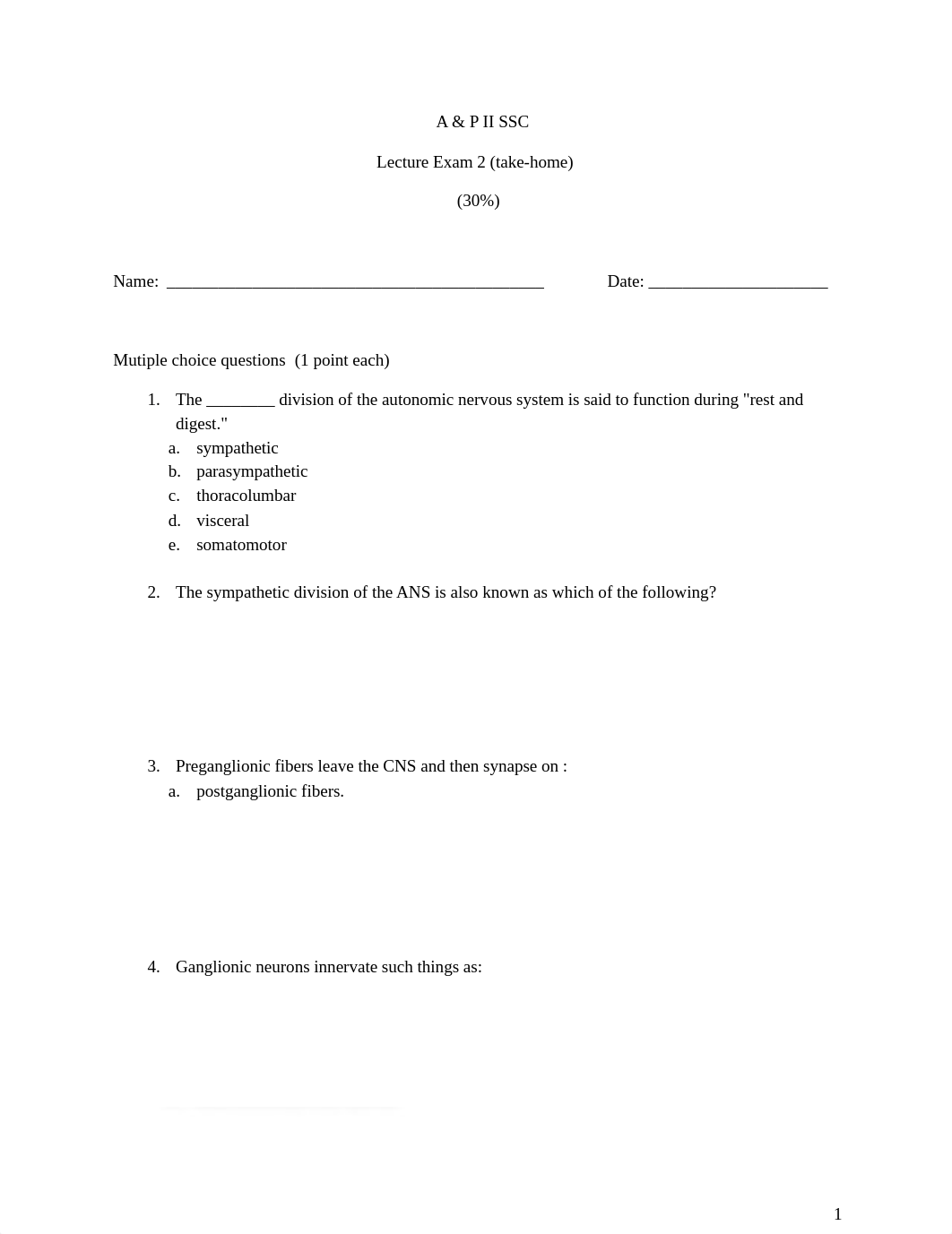 A & P II Lecture Exam  2 TH ANS.docx_dlg3x33eeoq_page1