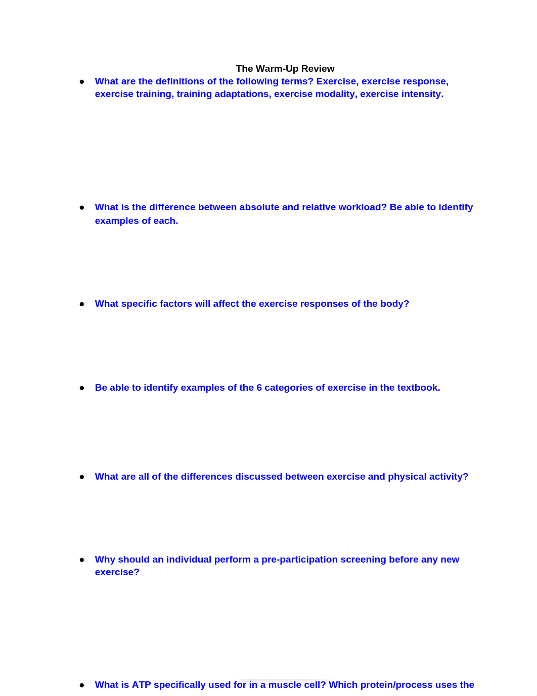 Exercise Physiology Exam 1 Review Questions.docx_dlgfhik51je_page1