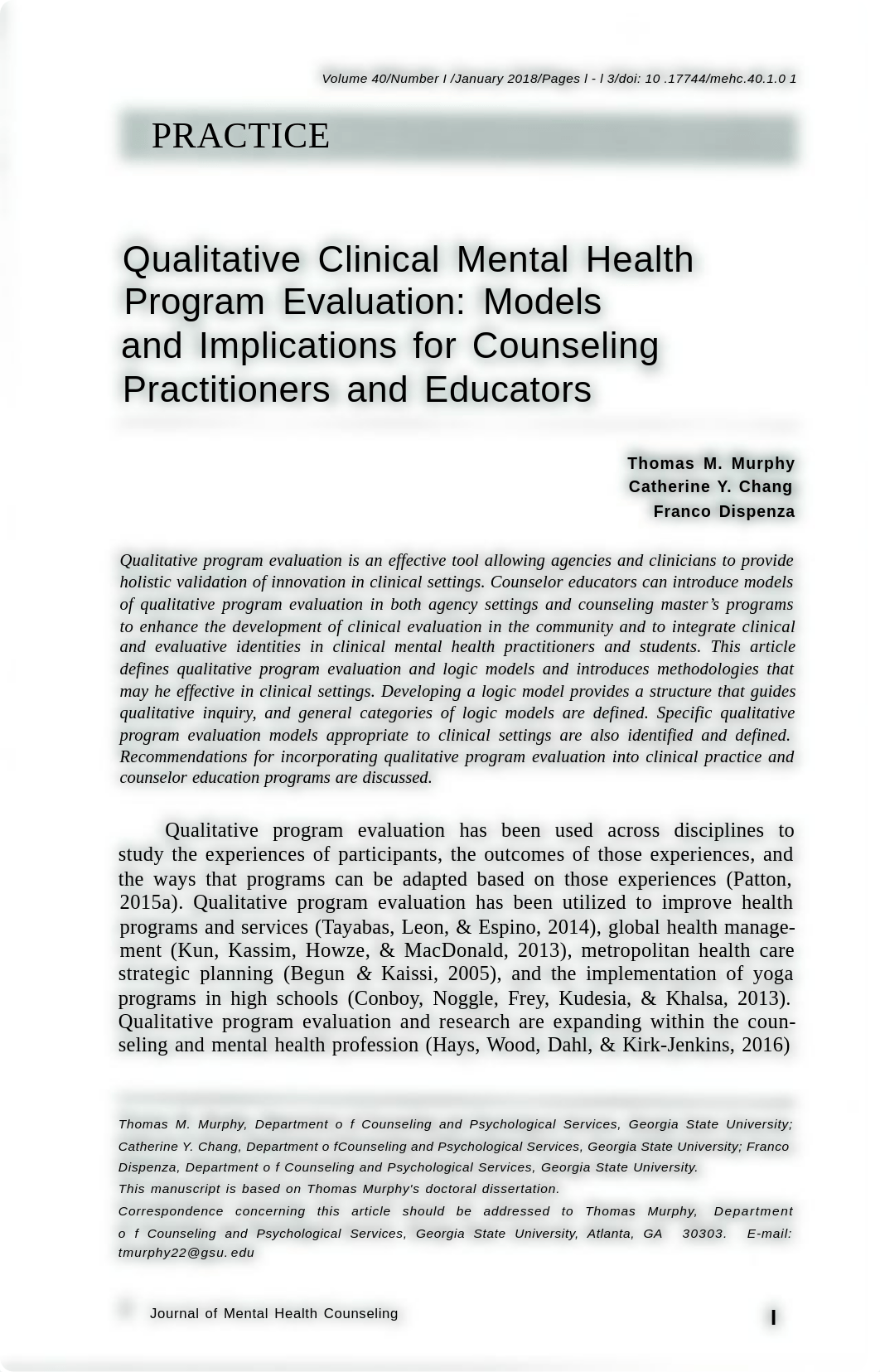 Article_Wk 5 Discussion Board_ Qualitative Clinical Mental Health Program Evaluation.pdf_dlgzizuursb_page1