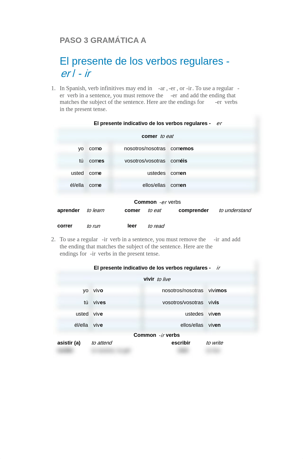 PASO 3 GRAMÁTICA A - El presente de los verbos regulares er - ir.pdf_dlhjqqb94t1_page1