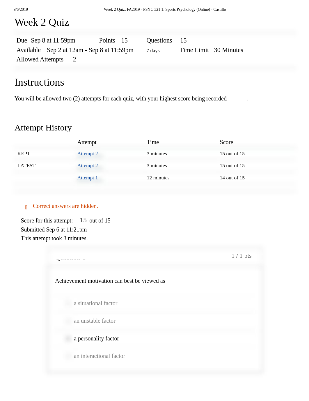 Week 2 Quiz_ FA2019 - PSYC 321 1_ Sports Psychology (Online) - Castillo.pdf_dlhokarq8hw_page1