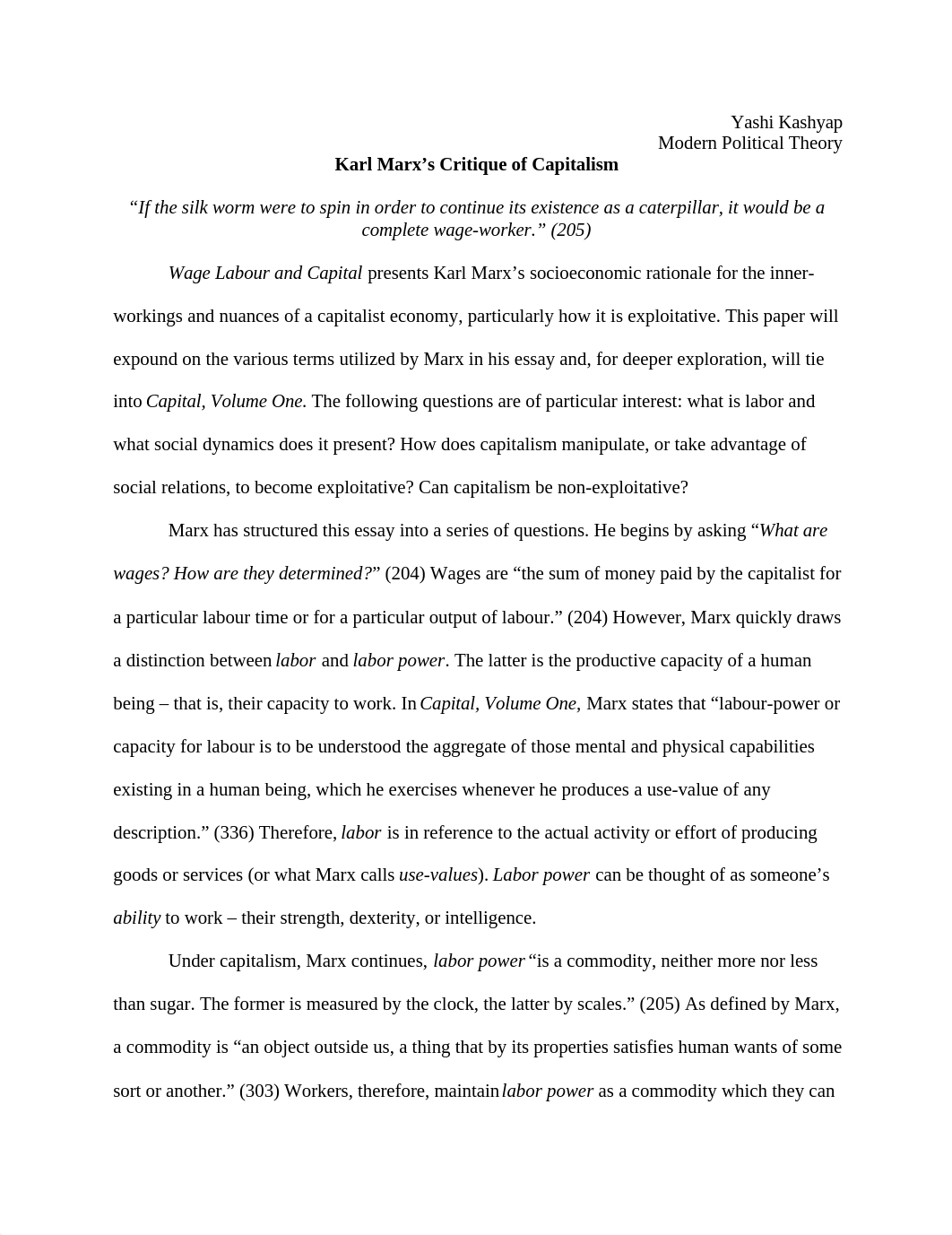 Modern Political Theory - Marx's Critique of Capitalism - Analysis_dli2h5f4dd2_page1