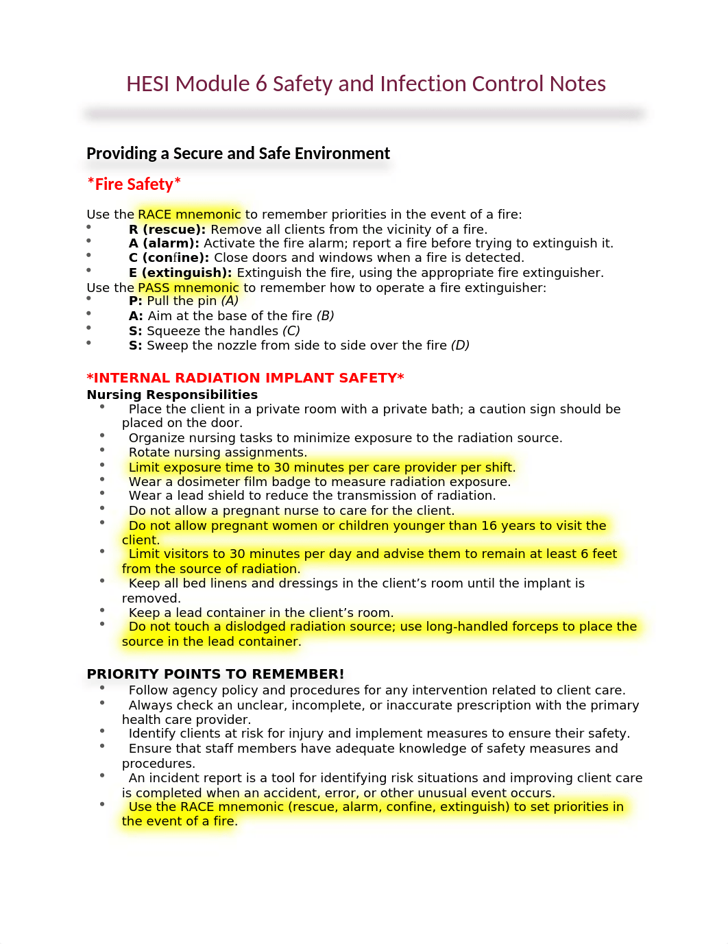 HESI Module 6 Safety and Infection Control Notes.docx_dlif4pif4hr_page1