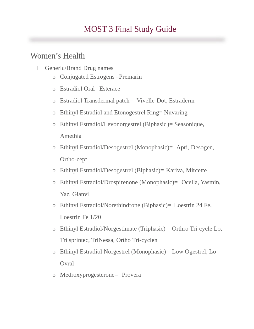 MOST 3 Final Study Guide- Womens health.docx_dliwxjz5k1r_page1