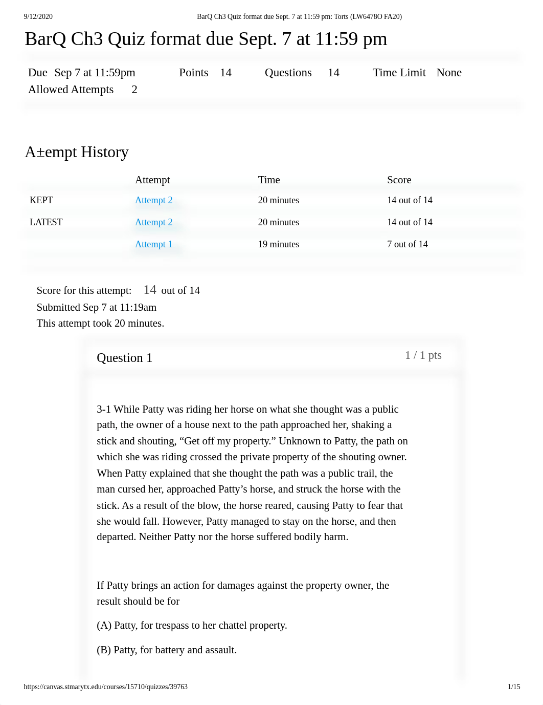 BarQ Ch3 Quiz format due Sept. 7 at 11_59 pm_ Torts (LW6478O FA20).pdf_dljyju3x068_page1