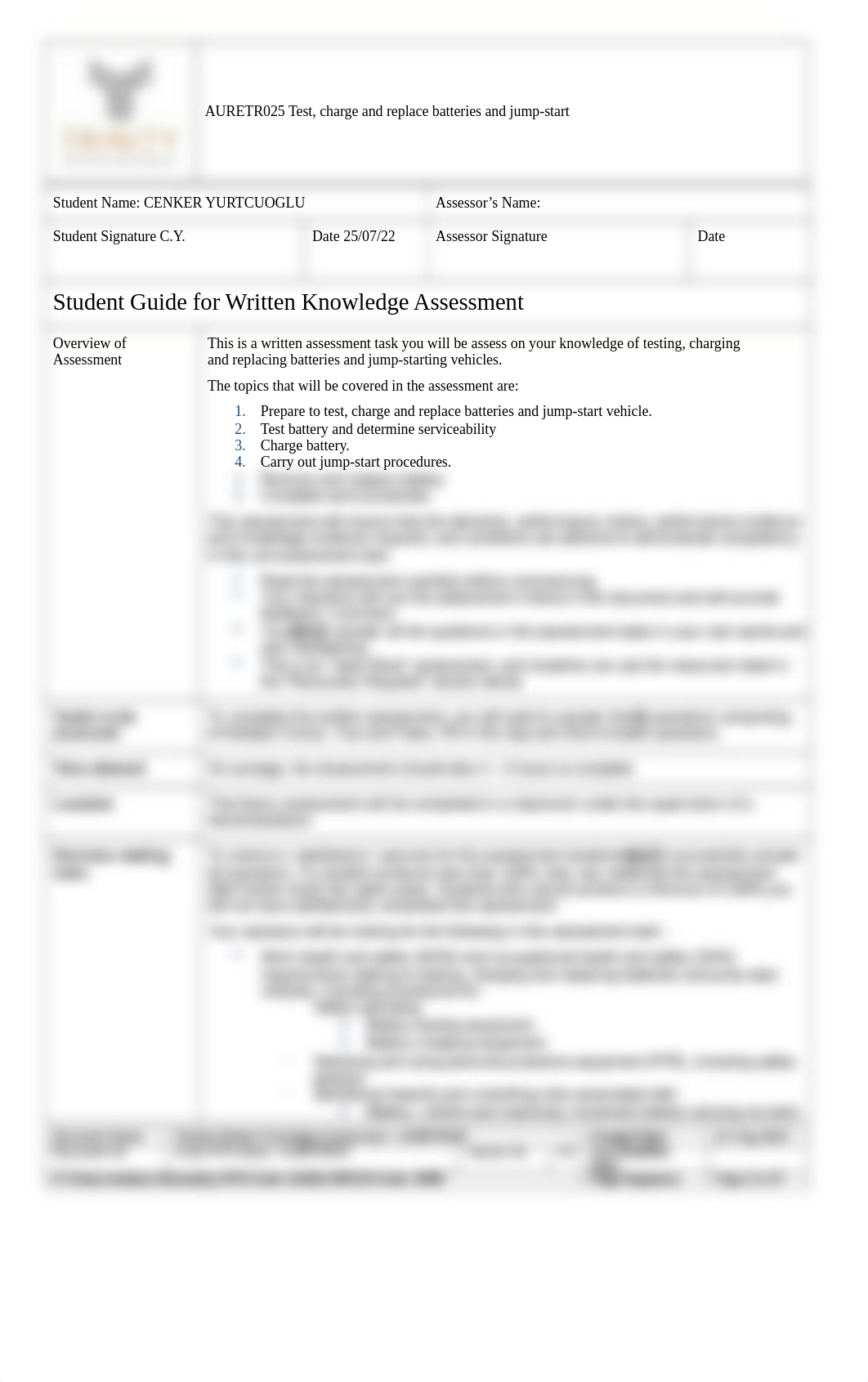 AURETR025_Assessment 1_Written Knowledge Questions_V2.docx_dlk408mkbyo_page2