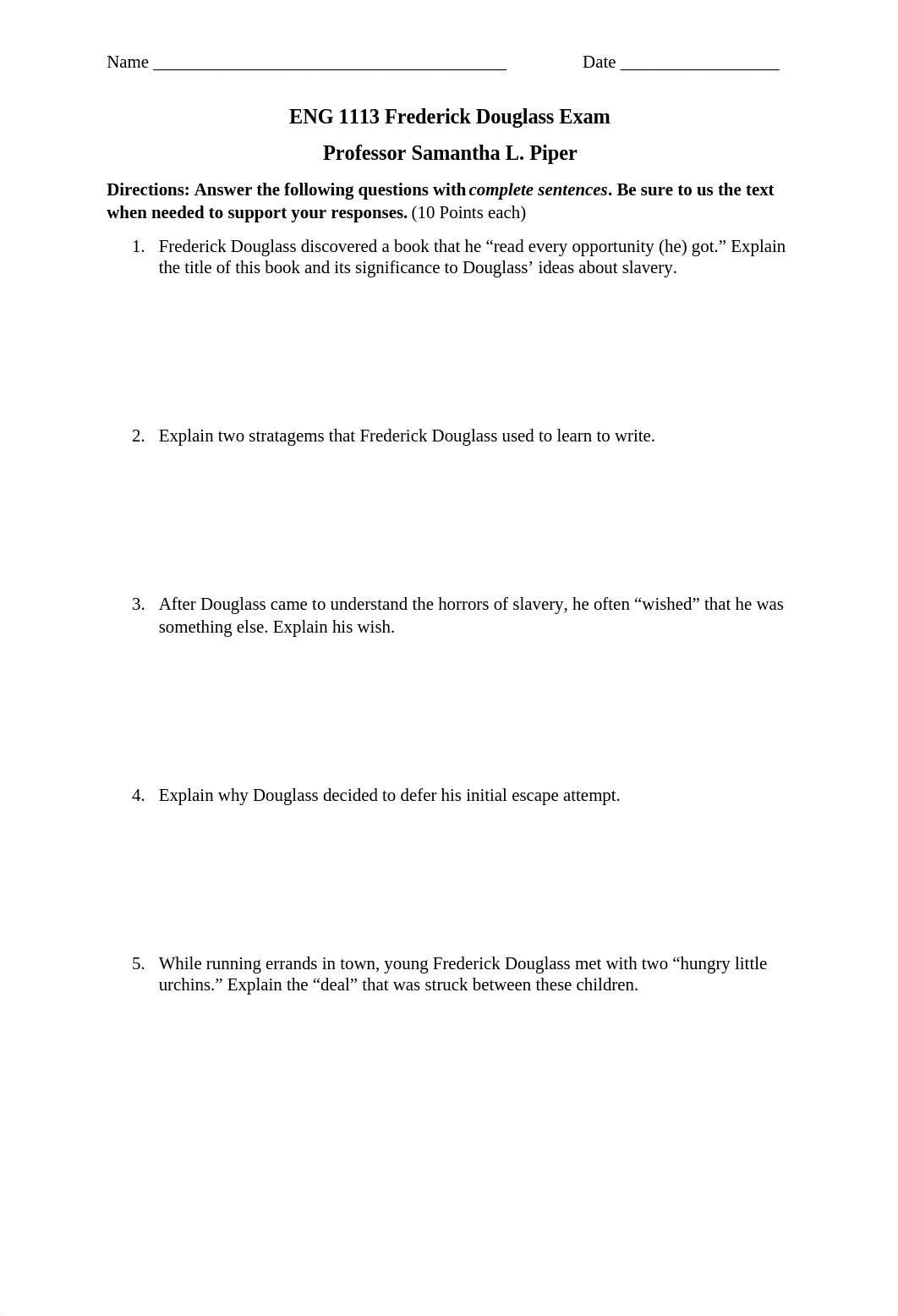 ENG 1113 Frederick Douglass Exam UPDATED(1).docx_dlklojrij02_page1