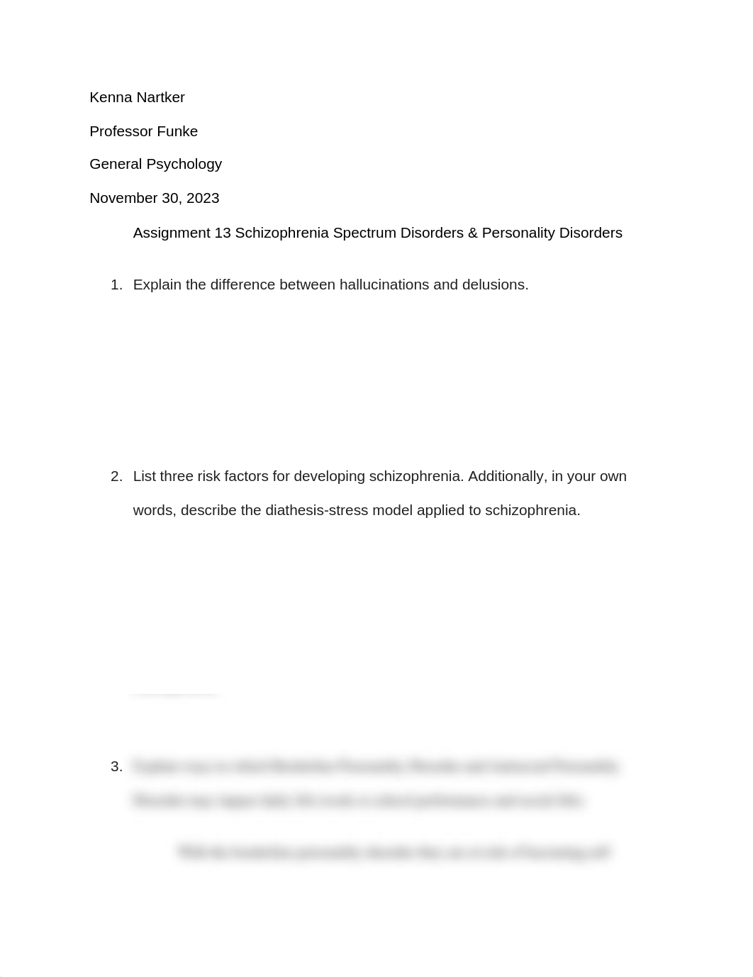 Assignment 13 Schizophrenia Spectrum Disorders & Personality Disorders.docx_dll4k3lmujj_page1