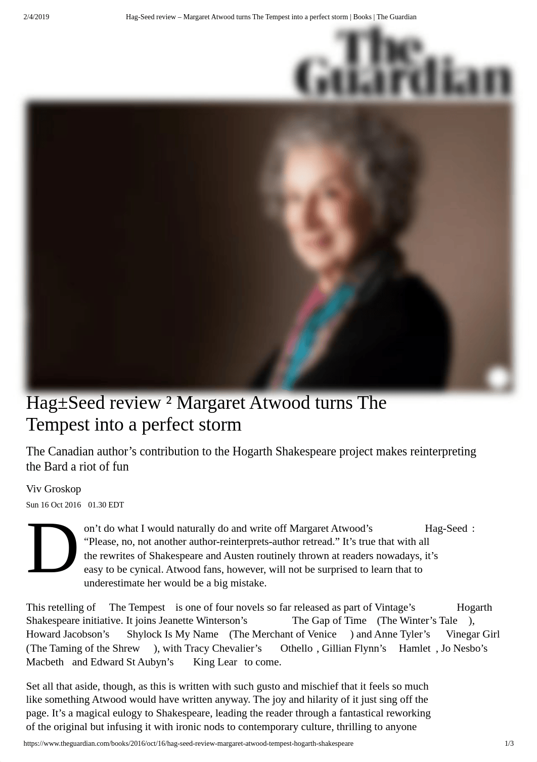 Hag-Seed review - Margaret Atwood turns The Tempest into a perfect storm _ Books _ The Guardian.pdf_dllafedccb0_page1