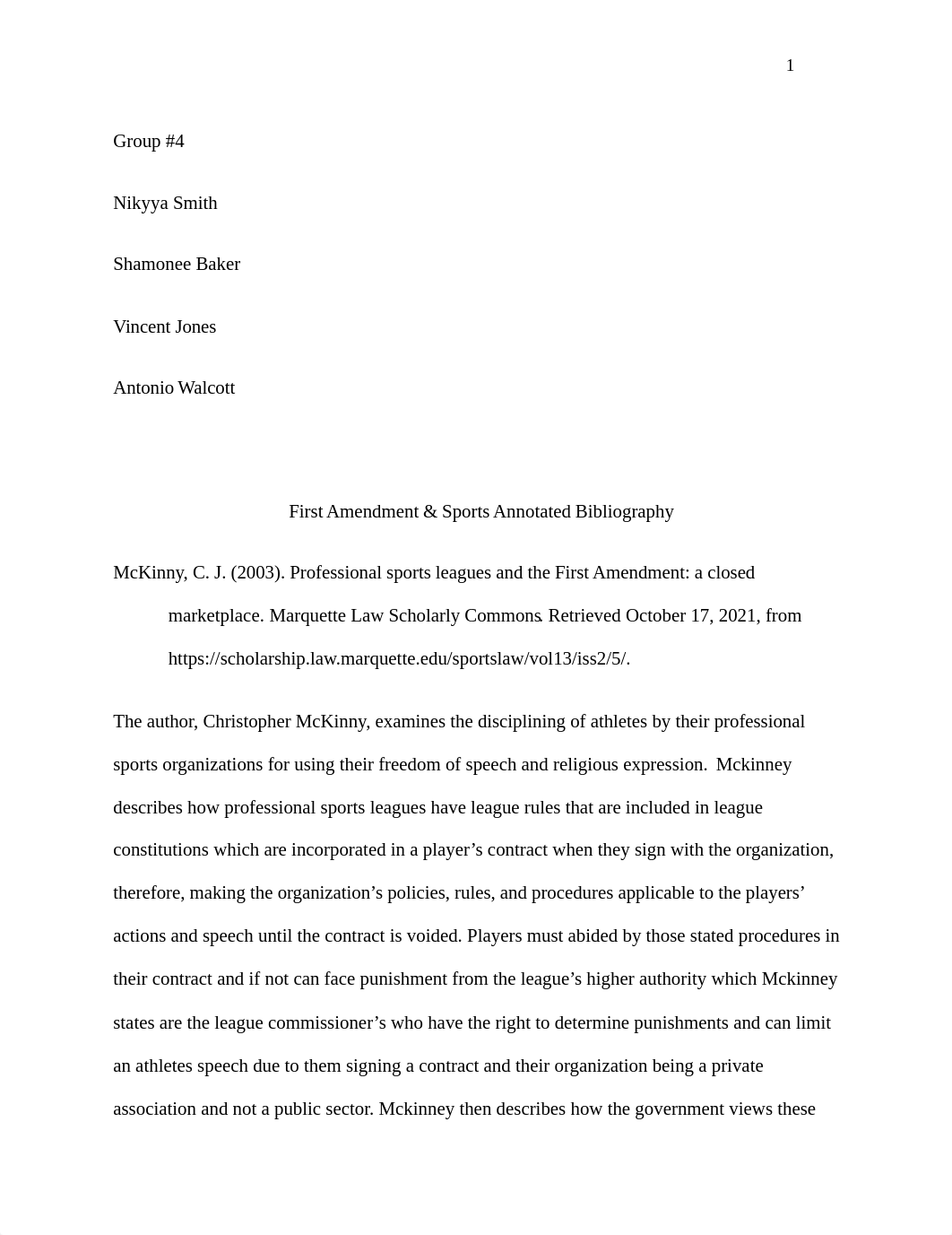 First Amendment & Sports Annotated Bibliography.docx_dllaihaeul1_page1