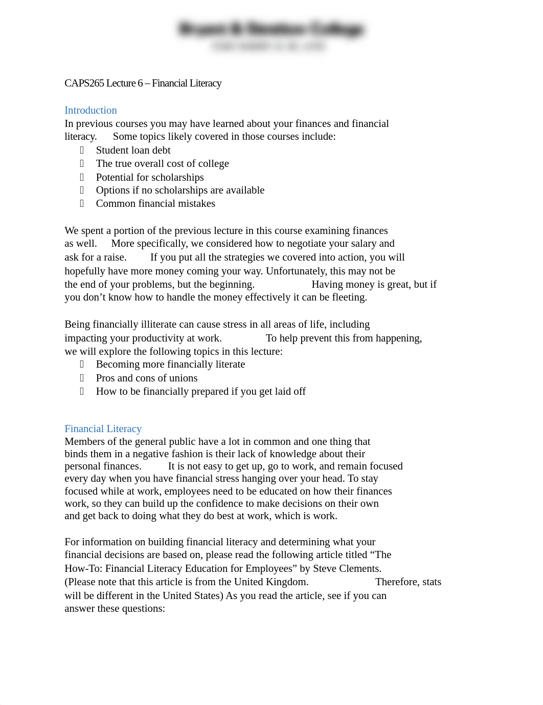 CAPS265 Lecture 6 - Financial Literacy.docx_dllujfit5gf_page1