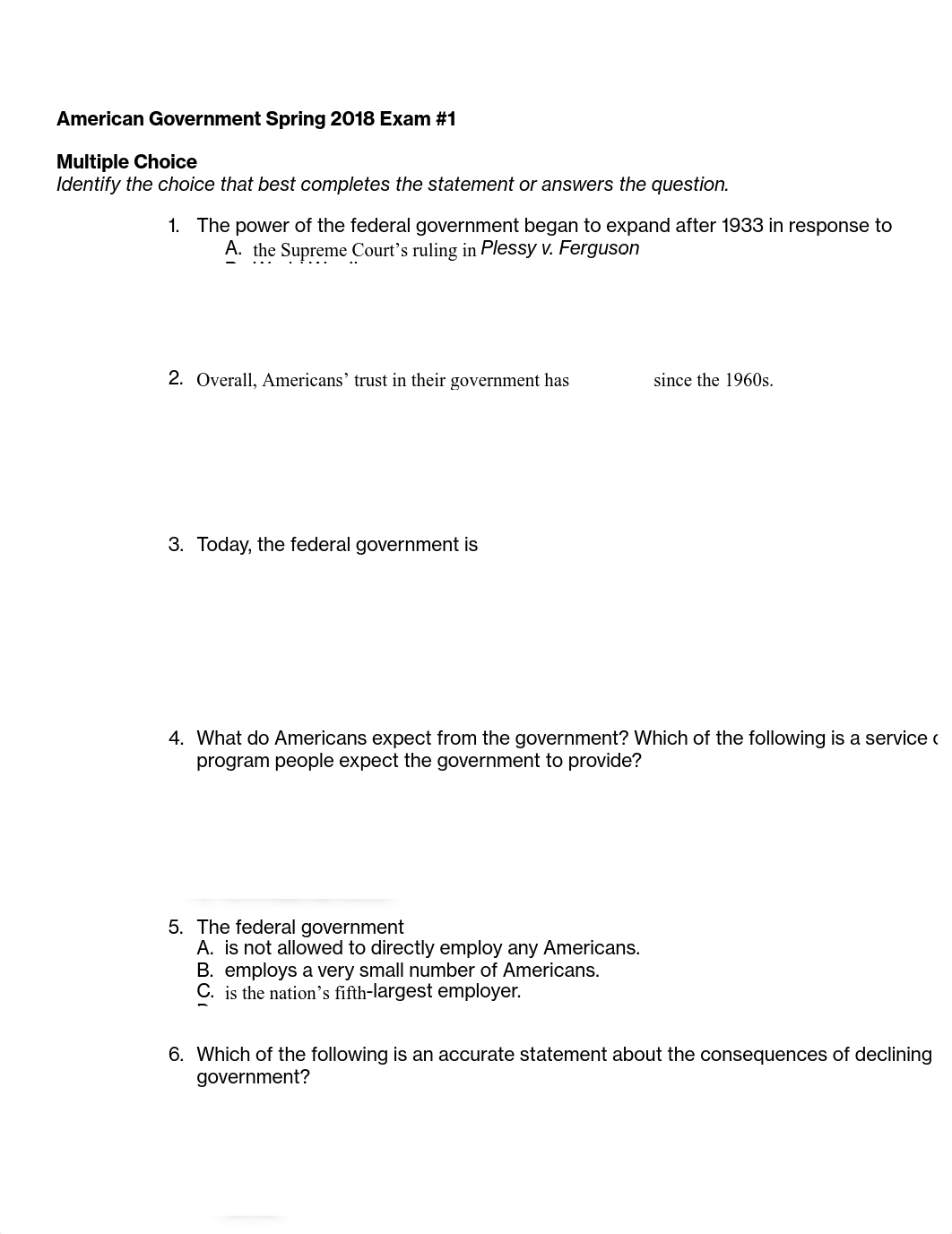 American Government Exam #1 Spring 2018 Chapts. 1-3, 9.docx.pdf_dlm464nc4g7_page1