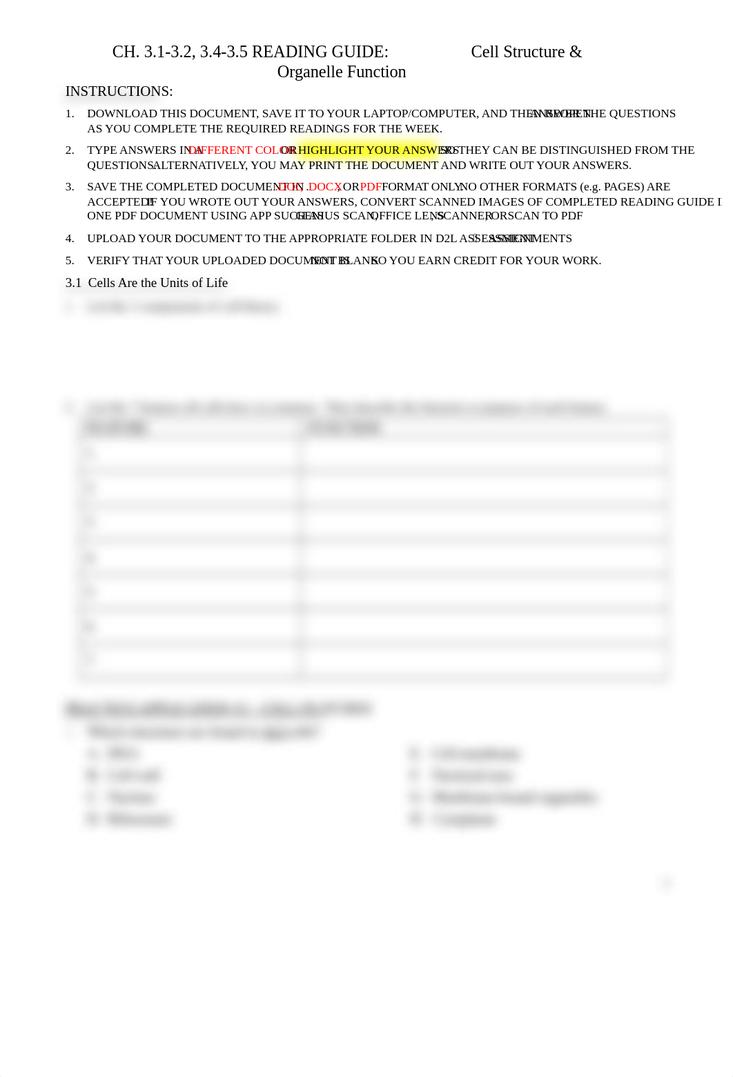 READING GUIDE--CH. 3.1-3.2, 3.4-3.5 CELL STRUCTURE AND ORGANELLE FUNCTION.docx_dlm8v6w0k84_page1