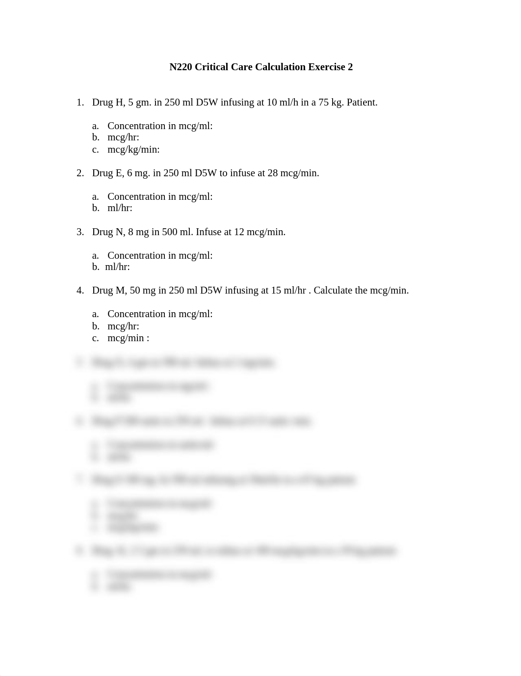 N220 Critical Care Calculation Exercise 2.doc_dlmno530h5u_page1