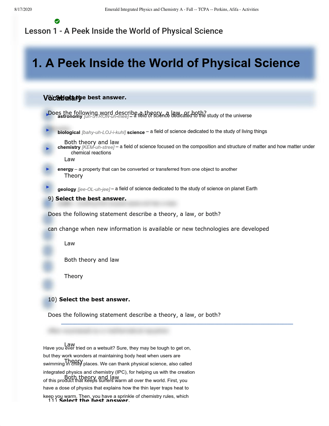 Emerald Integrated Physics and Chemistry A - Fall -- TCPA -- Perkins, Afifa - Activities.pdf_dlnf1wpcpsf_page1