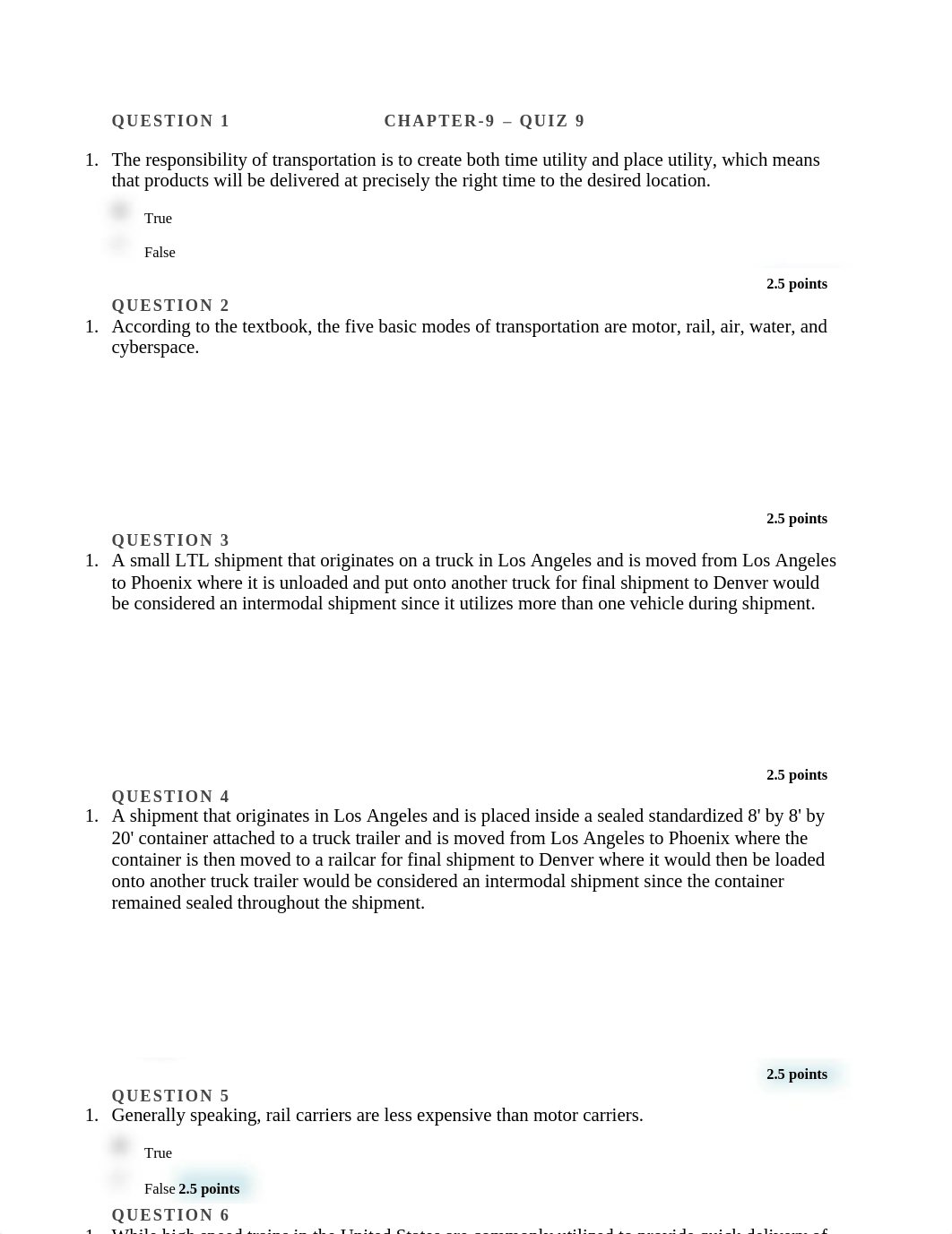 LOGIC 1000 CH-9 Quiz-9 Domestic & Global Logistics.pdf_dlnv7kpx6nc_page1