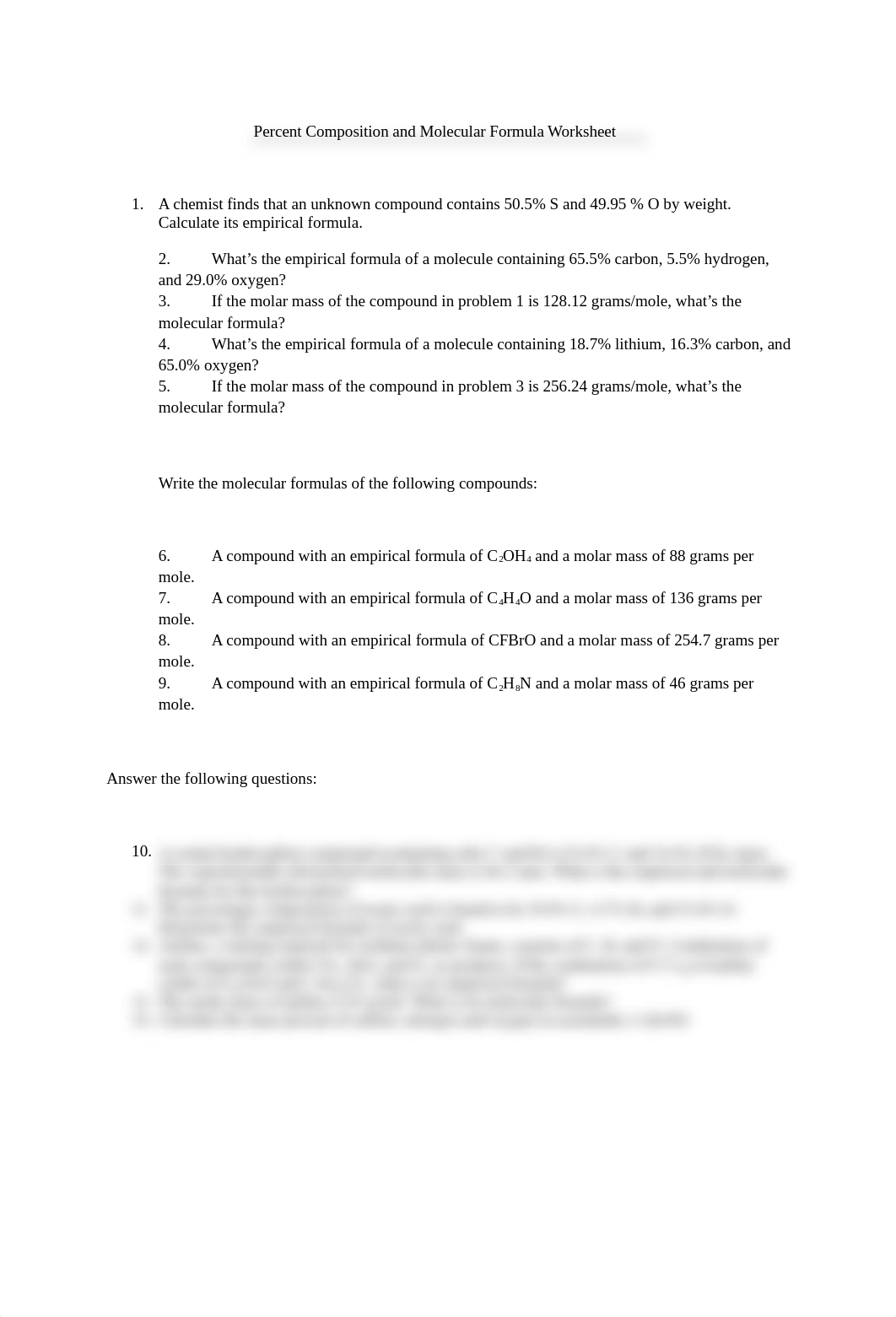 Percent Composition and Molecular Formula Worksheet_dlob6aemgae_page1