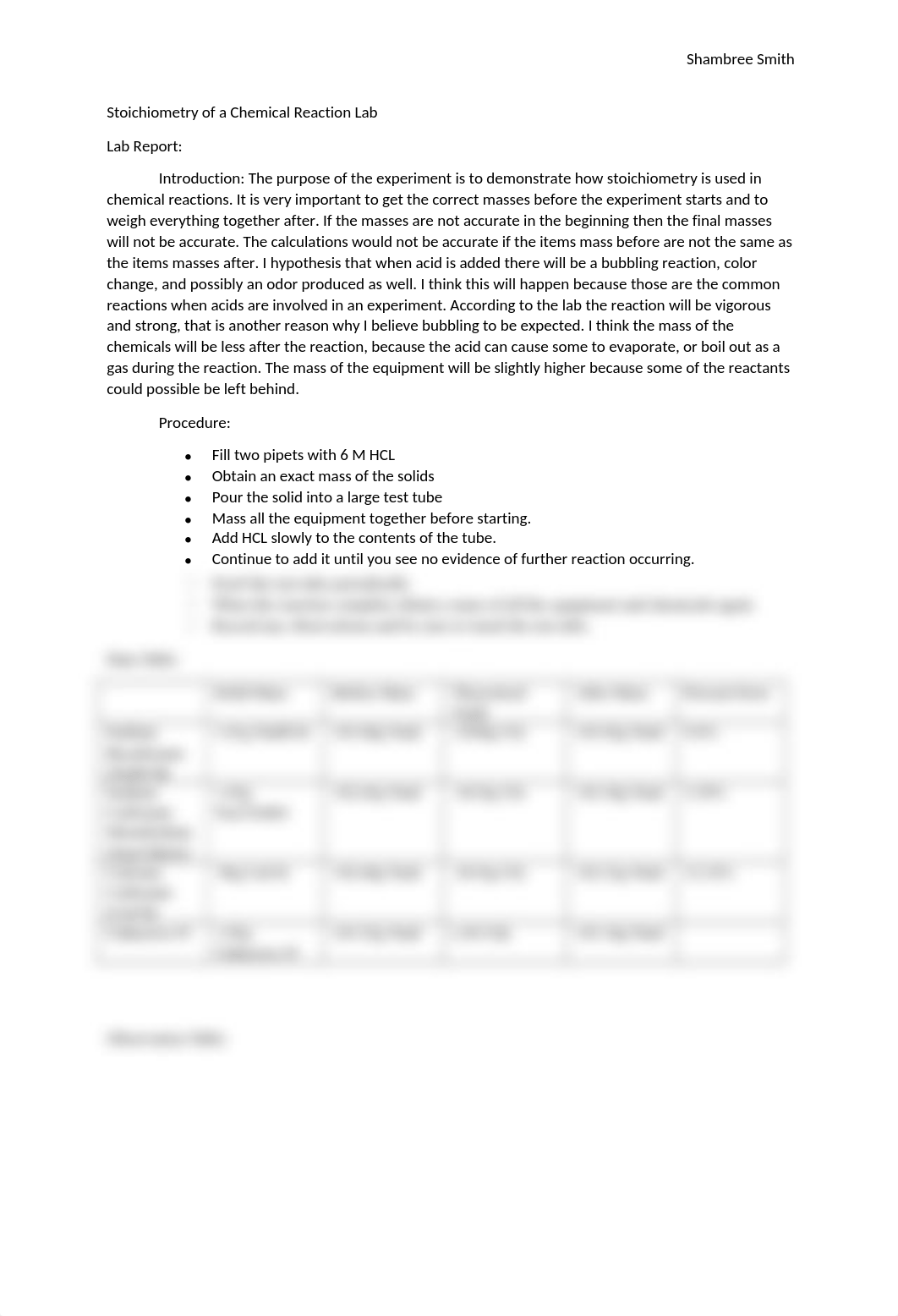 Stoichiometry of a Chemical Reaction Lab Report.docx_dlocymkifo3_page1