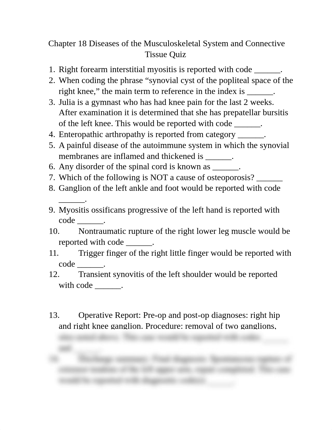 Week 1 Chapter 18 Diseases of the Musculoskeletal System and Connective Tissue Quiz.docx_dlomm6gi6e8_page1