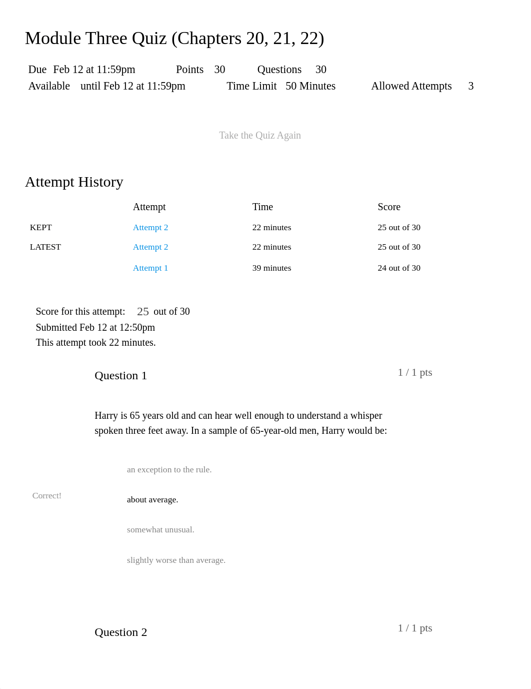 Module Three Quiz (Chapters 20, 21, 22)_ PSY312_01W_ Human Growth & Dev II 2.pdf_dlp29grrlmo_page1