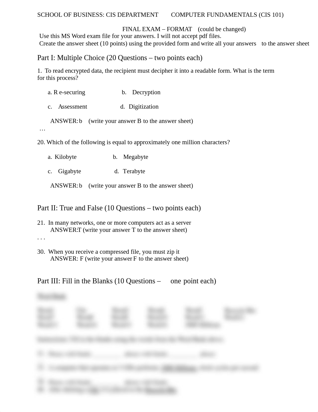 CIS 101-FINAL EXAM Spring 2021- FORMAT.pdf_dlpbk8rn6o2_page1