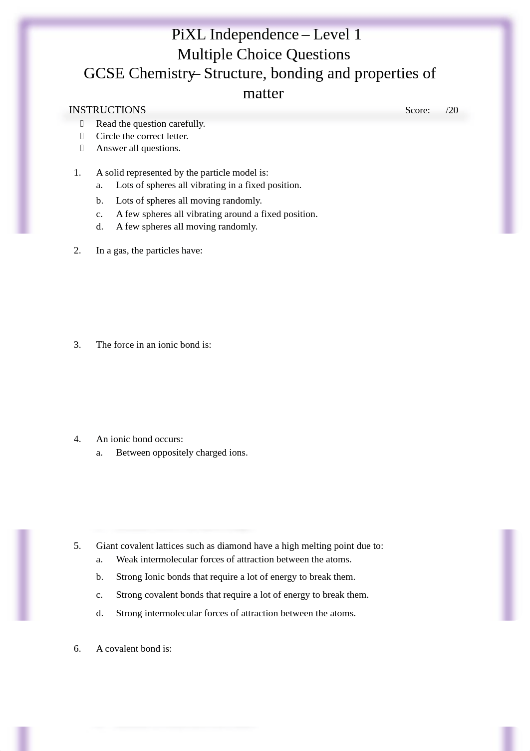 2. PiXL Independence KS4 GCSE Chemistry Structure bonding and the properties of matter Booklet.pdf_dlriksvb7yr_page2