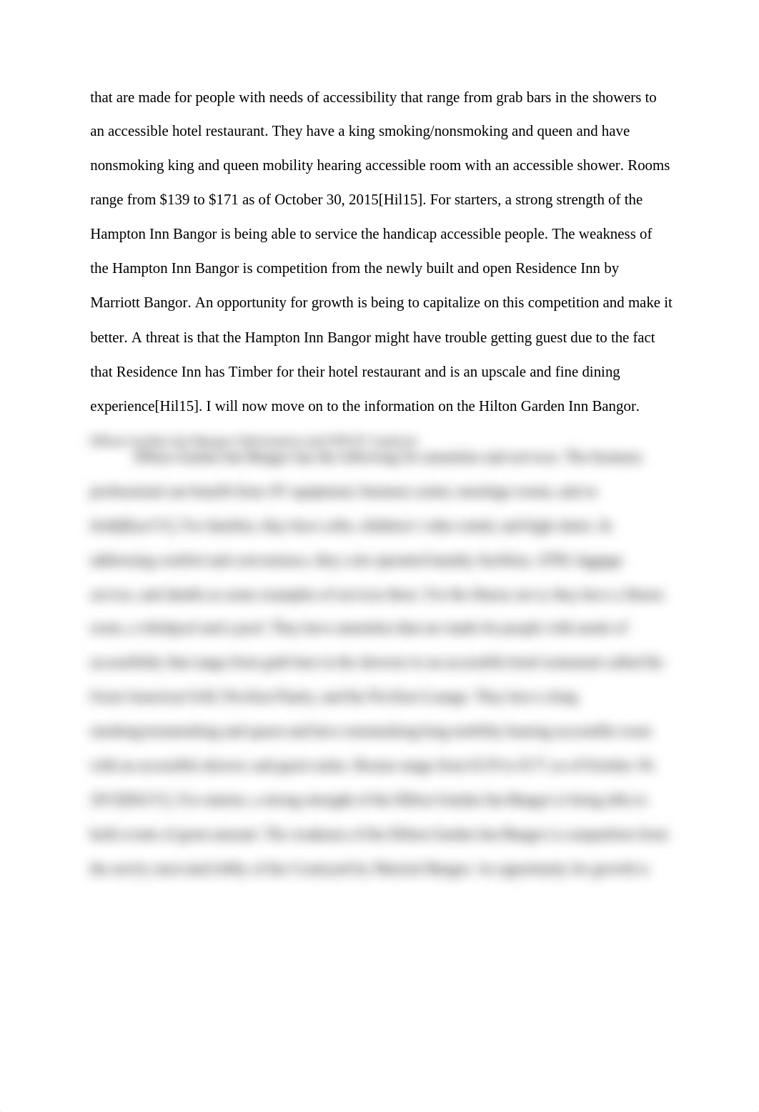 SWOT Analysis of Hilton and Marriott Hotels in Bangor Maine_dlrn6140se2_page2