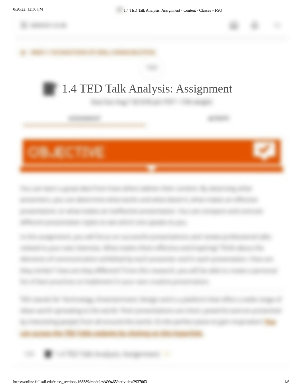 ? 1.4 TED Talk Analysis_ Assignment - Content - Classes - FSO.pdf_dls09i8asty_page1
