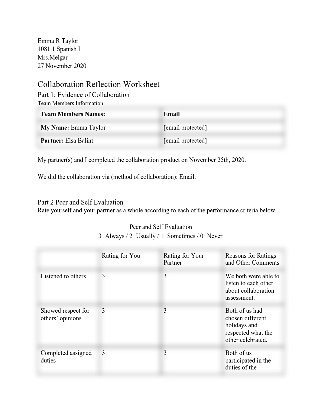 Collaboration Reflection Worksheet Spanish I .pdf_dlsem2z70a1_page1