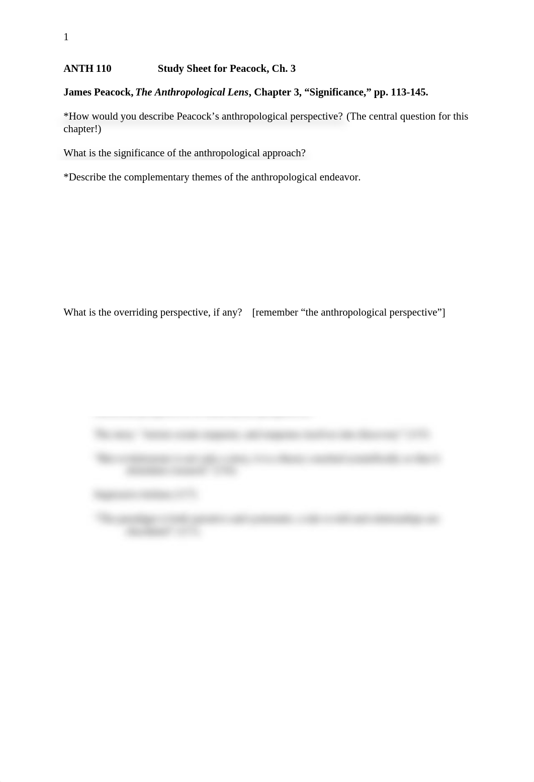 Peacock's The Anthropological Lens Chapter 3 Study Sheet_dlt2gf98ofp_page1