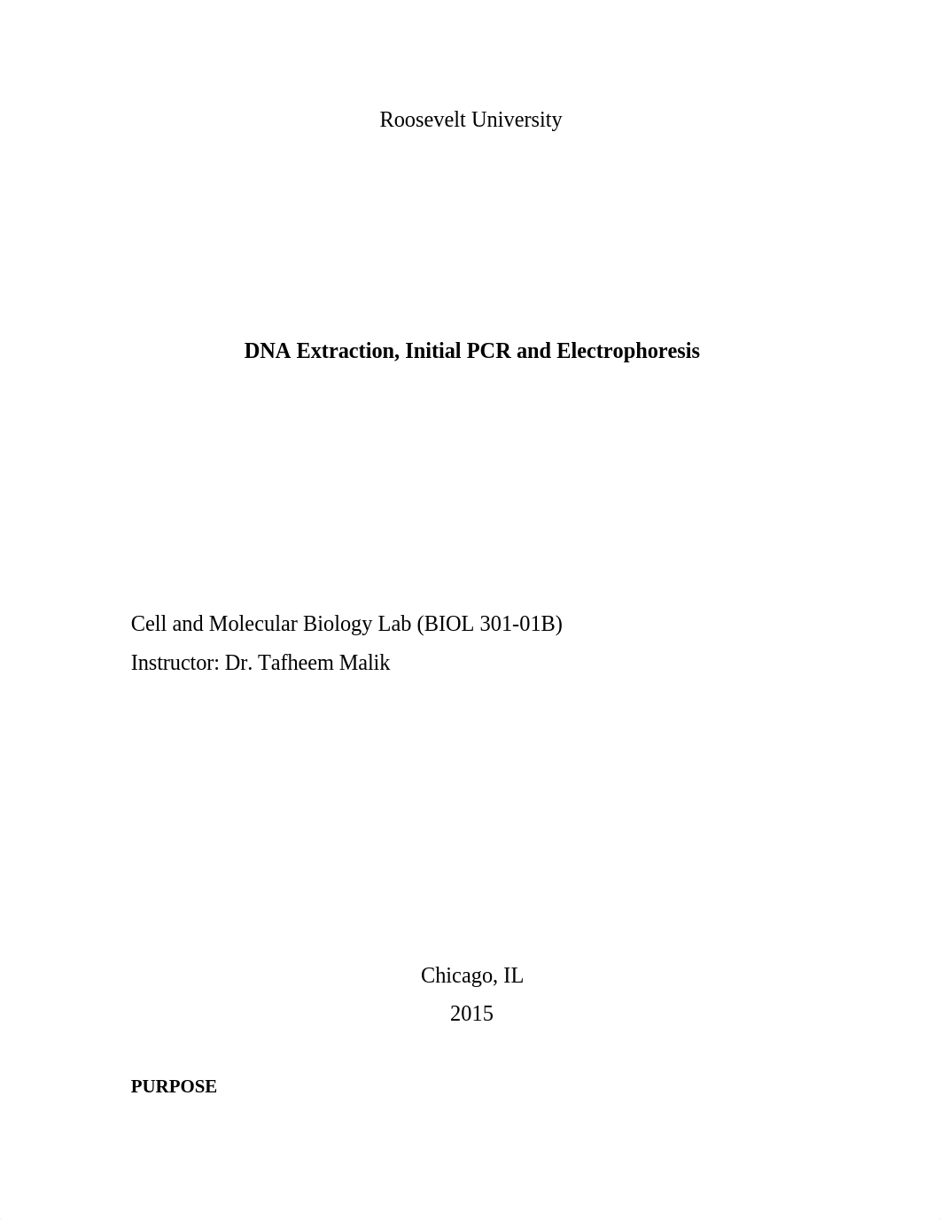 Full lab report DNA Extraction, Initial PCR and Electrophoresis.docx_dlthx4a6lmd_page1