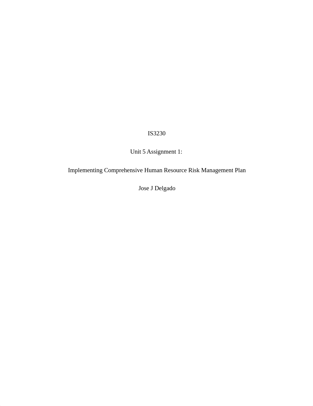 Unit 5 Assignment 1 Implementing Comprehensive Human Resource Risk Management Plan_dltz9nzbp7d_page1