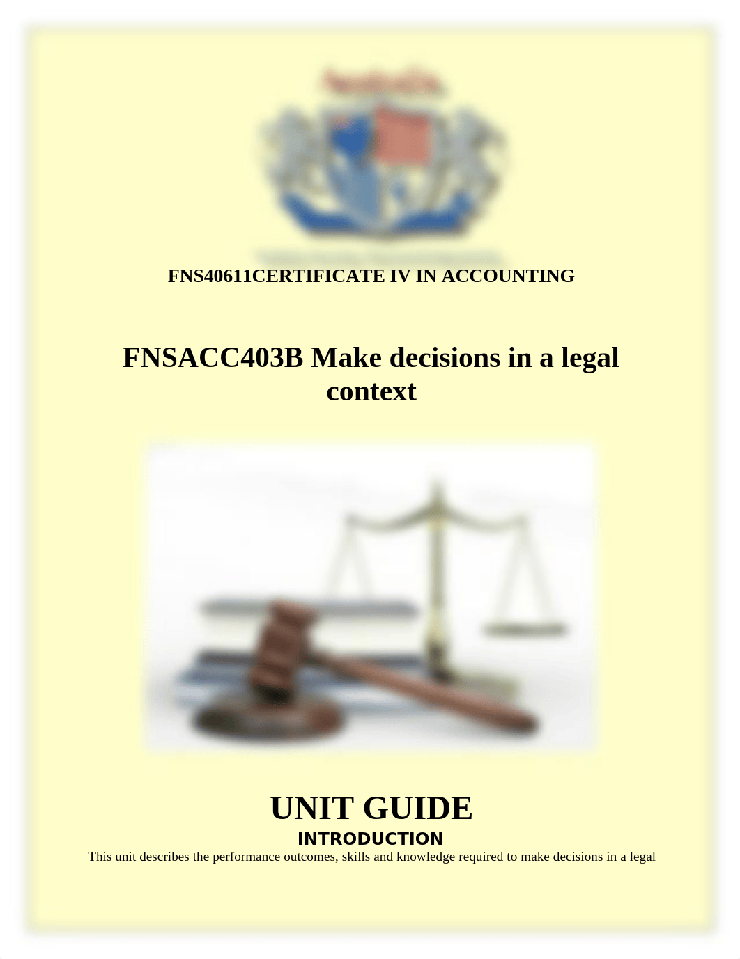 Unit Guide-FNSACC403B  Make decisions in a legal context_dlu6caphd20_page1