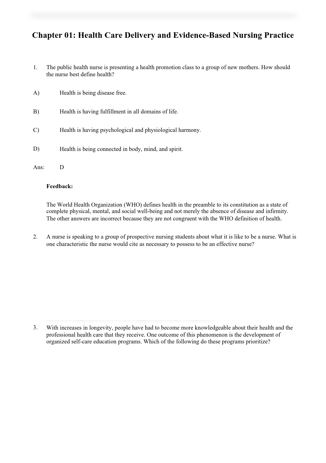 Test Bank - Brunner & Suddarth's Textbook of Medical-Surgical Nursing 14e (Hinkle 2017) chapter 1.pd_dlufid4bbz9_page1