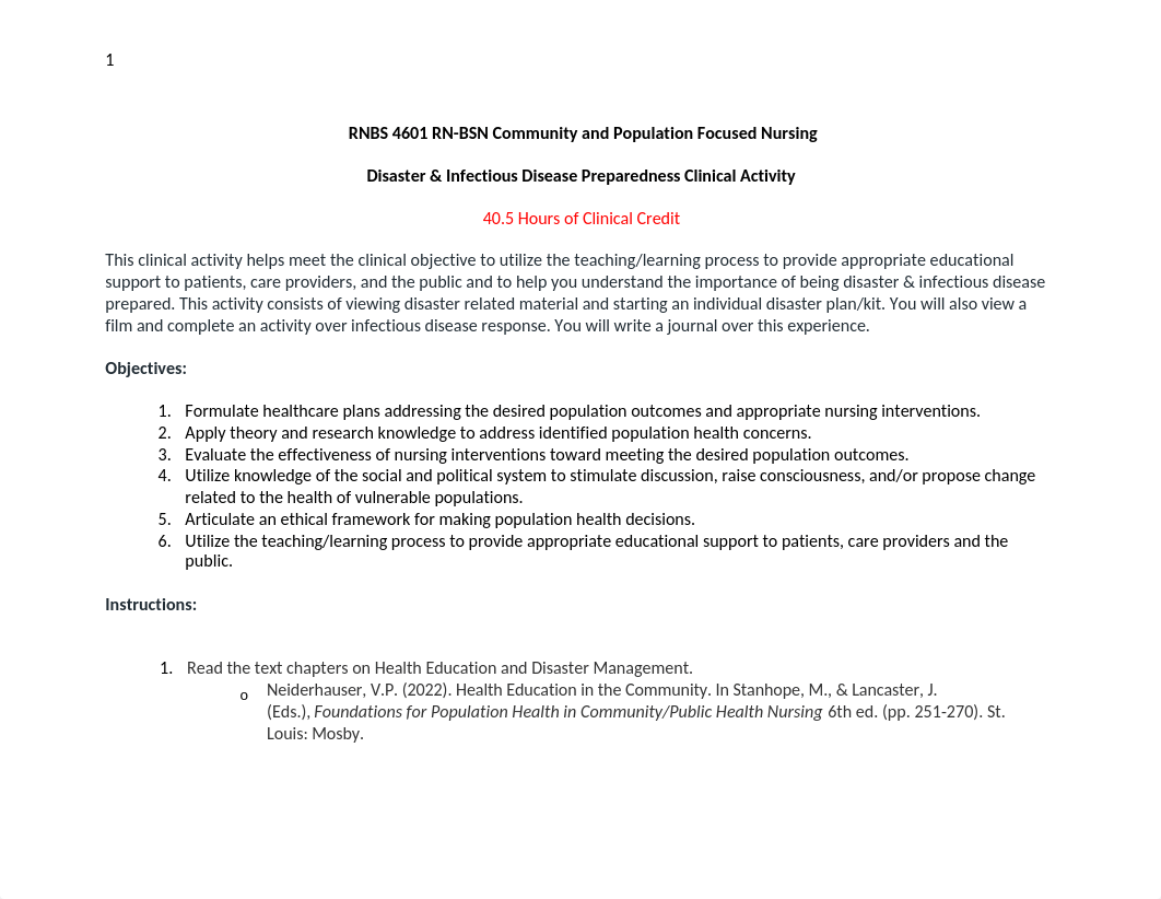 Clinical Activity -Disaster & Infectious Disease Preparedness.docx_dlumd7tmt7s_page1