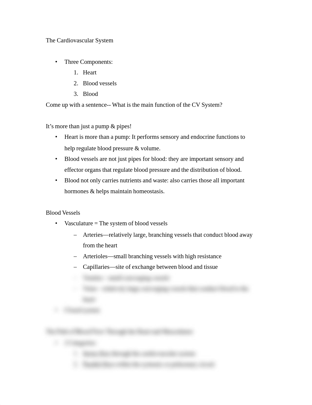 The Cardiovascular System notes_dlupino9ml3_page1