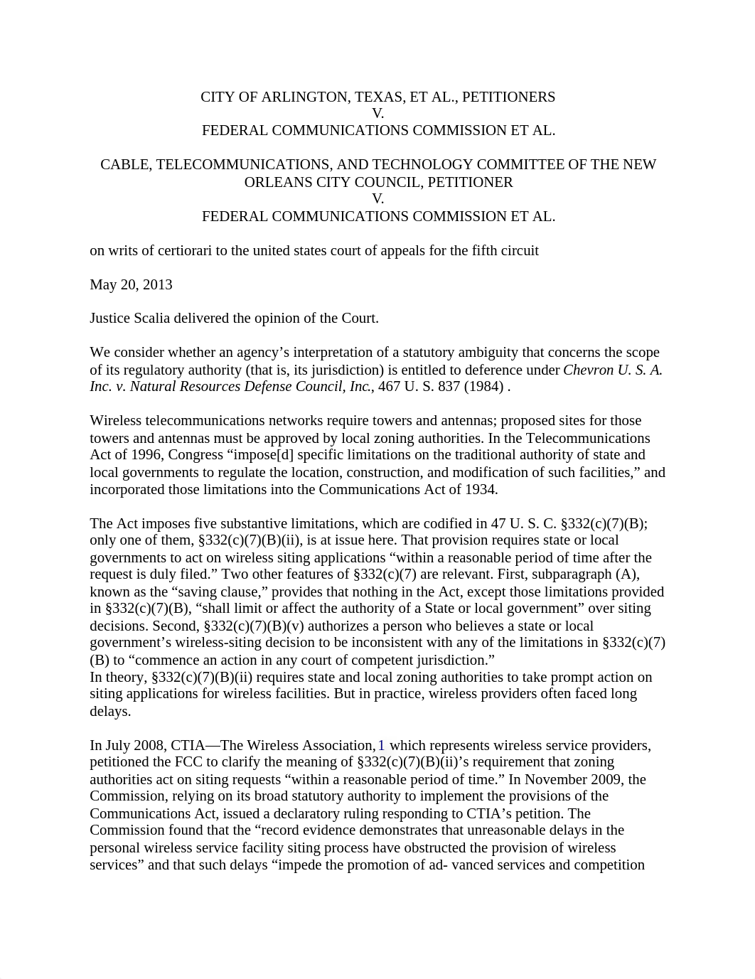 City of Arlington, TX, et al v FCC et al.doc_dluztz8iwzm_page1