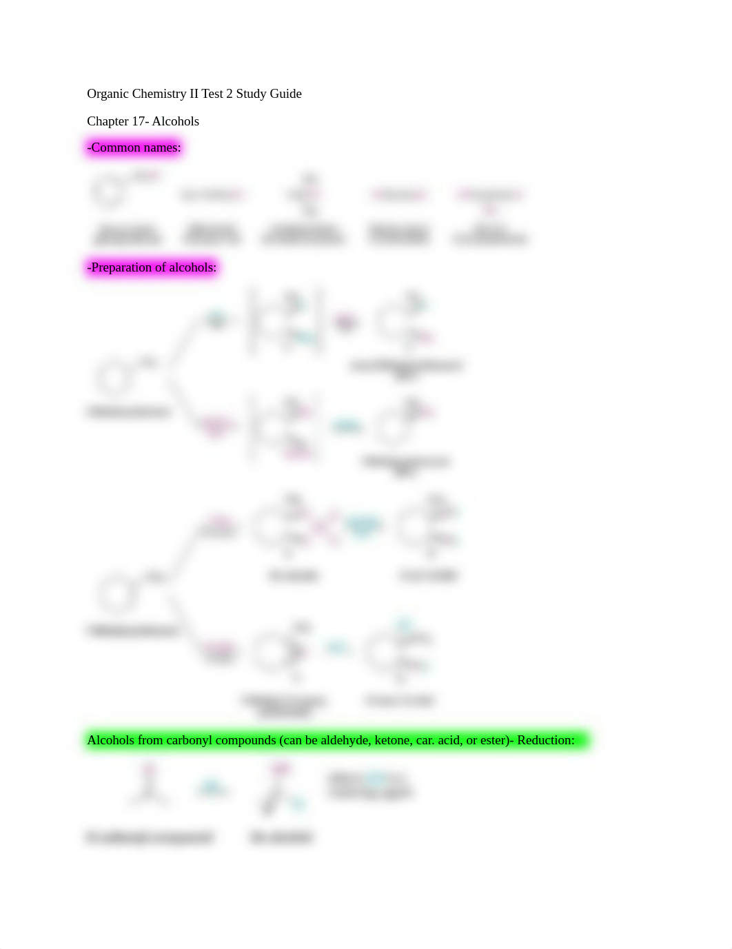 Organic Chem II Study Guide for Test 2 (17,19).docx_dlvd1b3gzmk_page1