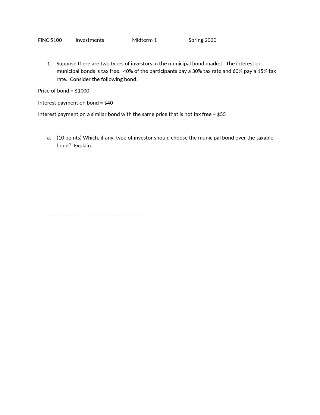 FIN 5100 Investments Midterm 1 Spring 2020.docx_dlvjz2sjtp8_page1