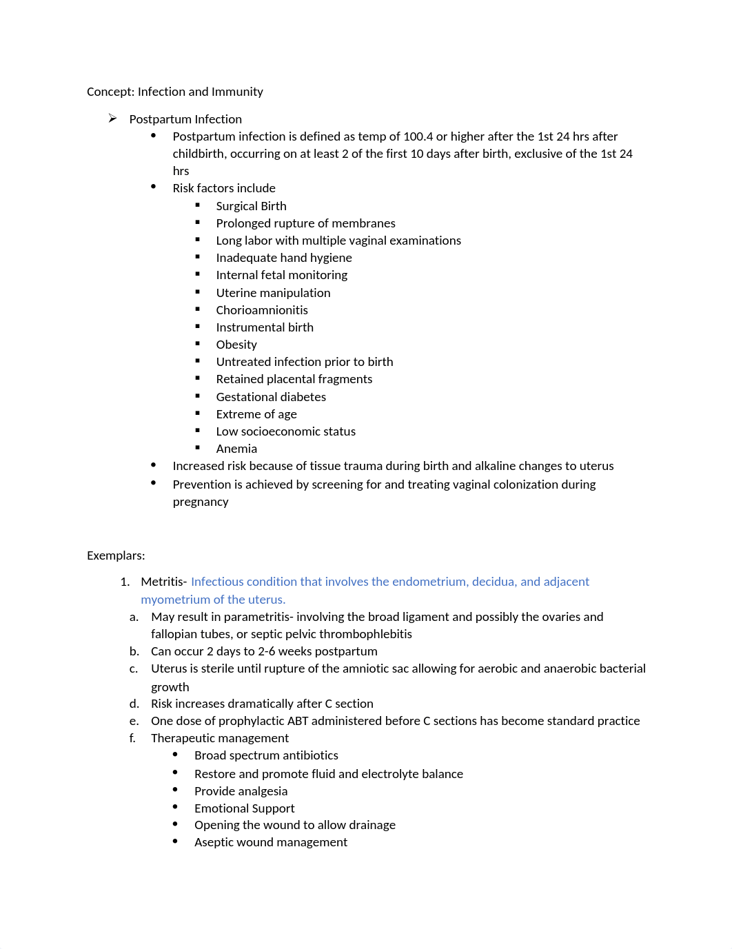 Maternity Infection and Immunity chapter Summary.docx_dlwaopztvk9_page1