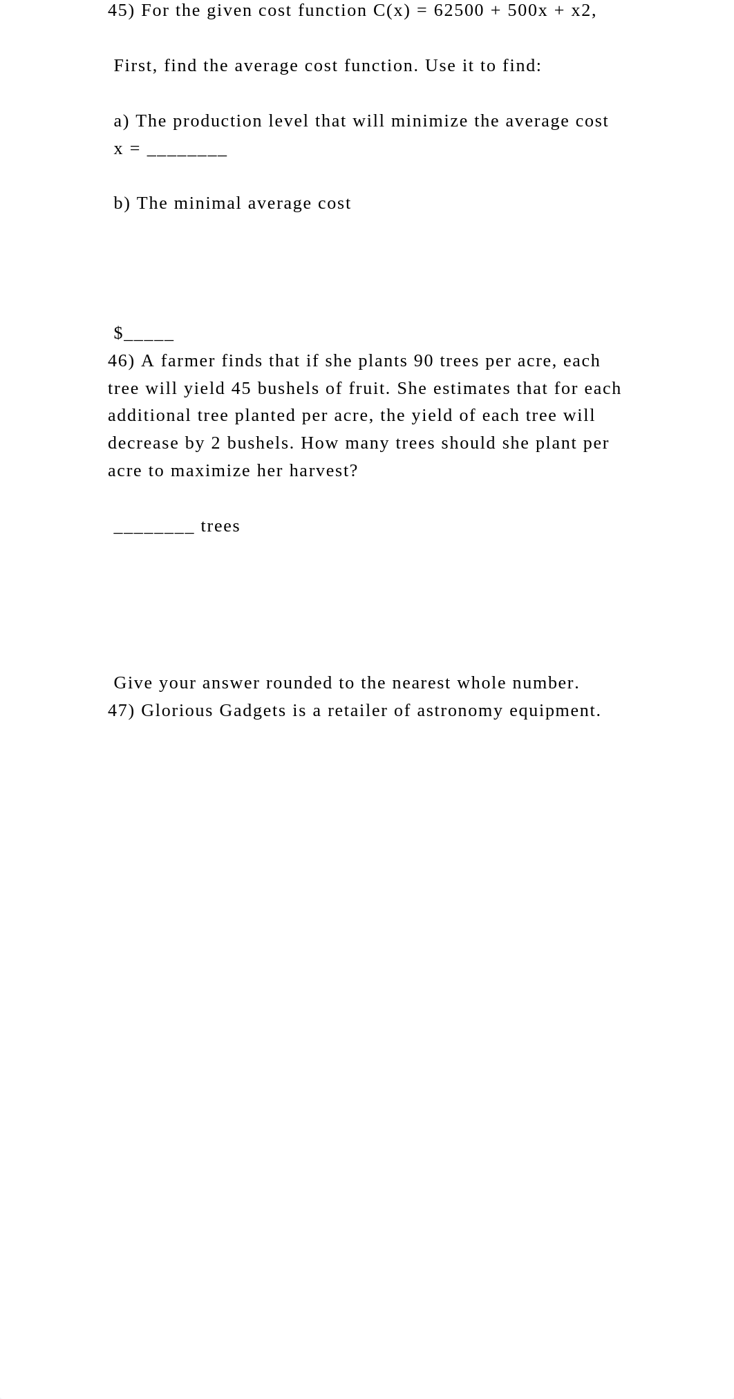 45) For the given cost function C(x) = 62500 + 500x + x2, First,.docx_dlwgomcxom4_page2