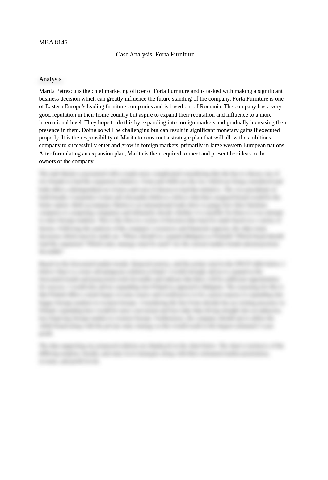 MBA 8145 - Forta Furniture Case Study.docx_dlx2uooz7wr_page1