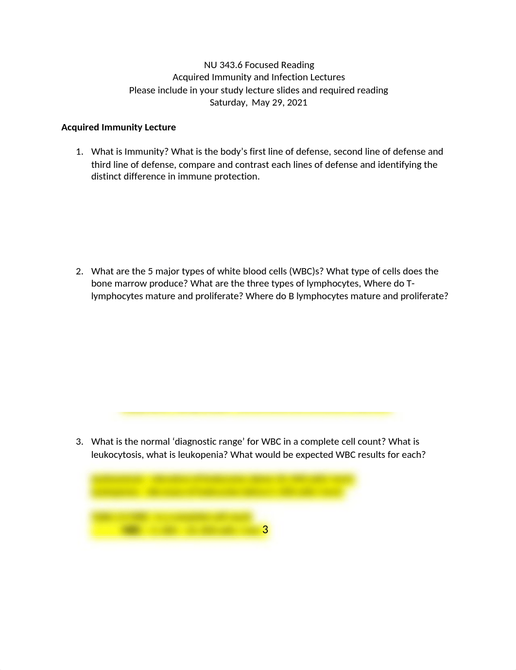 NEW NU 343 focused reading altered immunity and infection-With 'focused answers'.docx_dly6am08mlv_page1