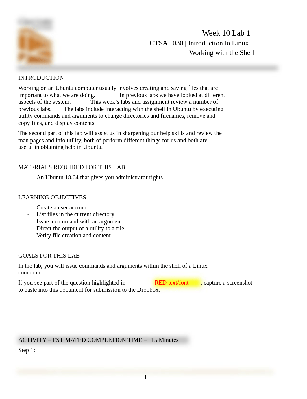 CTSA 1030 - Linux - WK 9 Lab 1 - Working with the Shell.docx_dlyq9hm3p35_page1