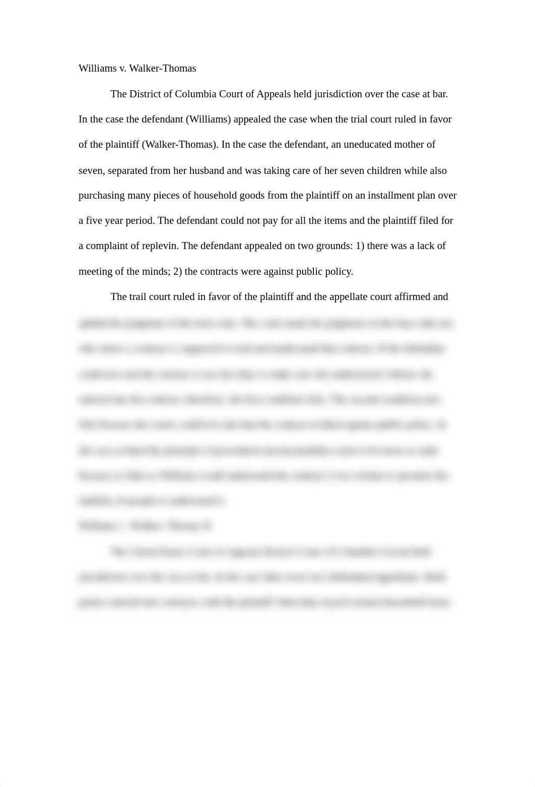 Williams v. Walker-Thomas  The District of Columbia Court of Appeals held jurisdiction over the case_dlz183igyet_page1