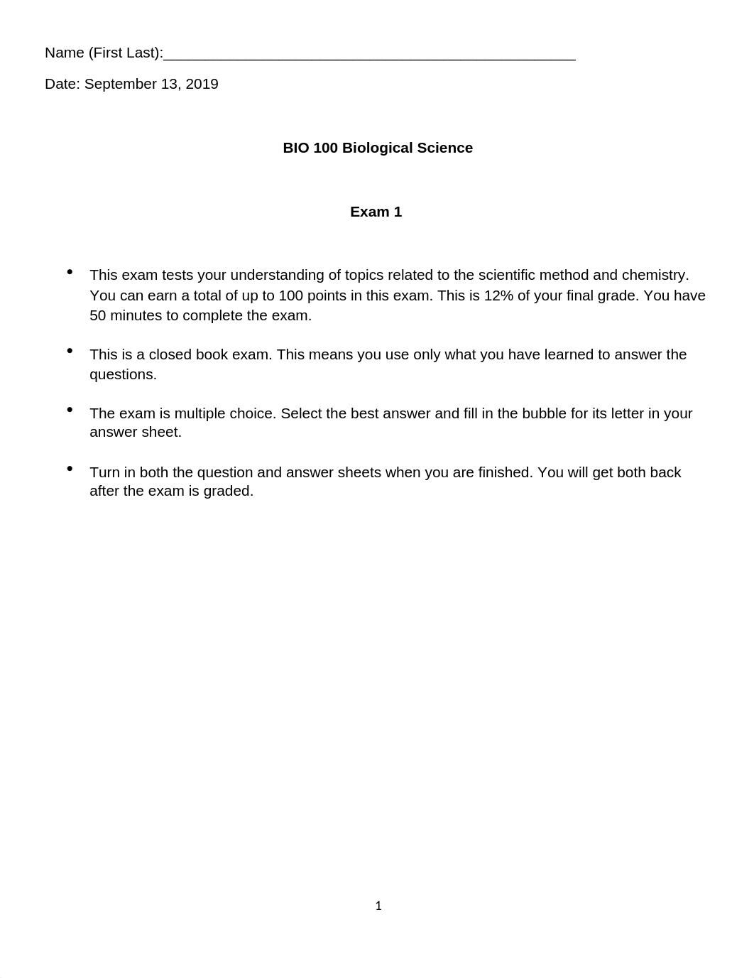 BIO 100 Exam 1 Questions and Answers Fall 2019.docx_dm0azpekhlk_page1