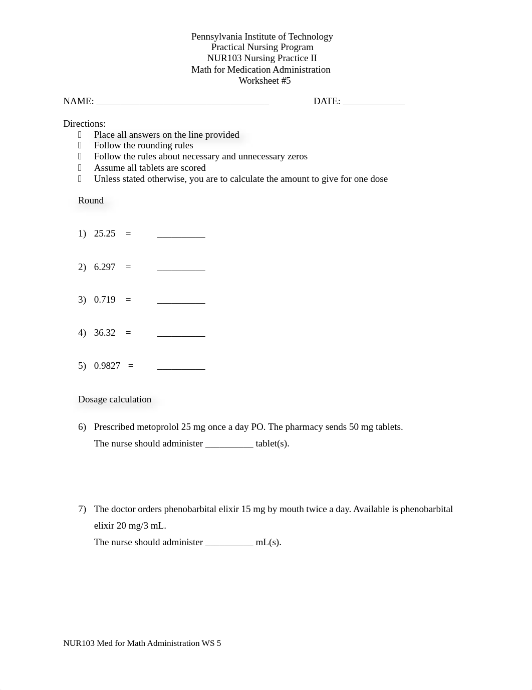 NUR103 Math for medication administration worksheet 5.docx_dm0elepey6f_page1