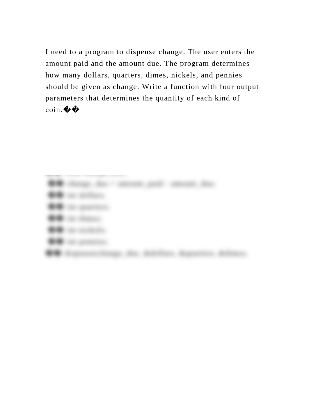 I need to a program to dispense change. The user enters the amount p.docx_dm3p8nuduun_page2