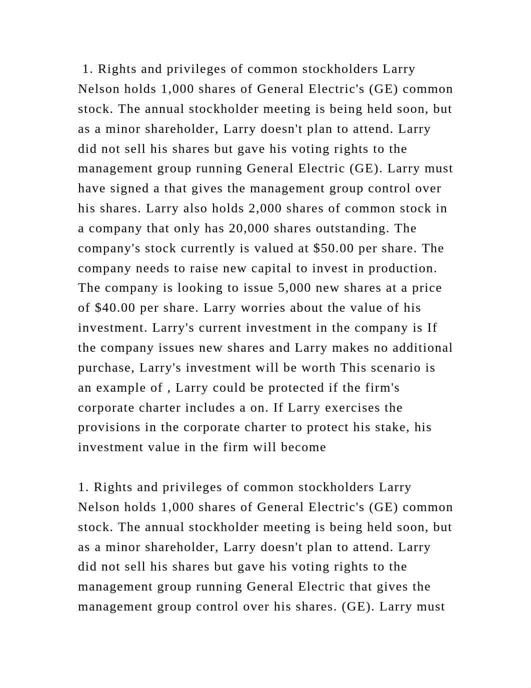 1. Rights and privileges of common stockholders Larry Nelson holds 1,.docx_dm3pypwqbxu_page2