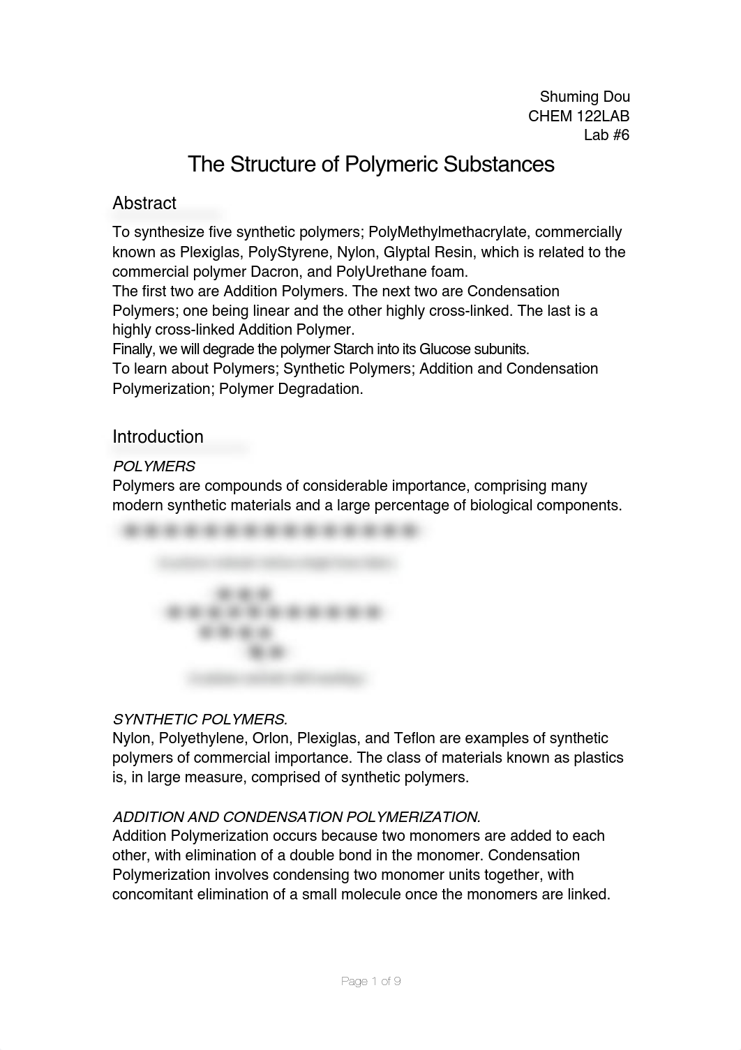 [CHEM122Lab#6]The Structure of Polymeric Substances_dm5ci67o13j_page1